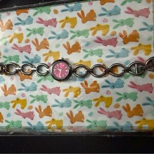 Lorus Silver Chain Bracelet Watch with Pink Dial